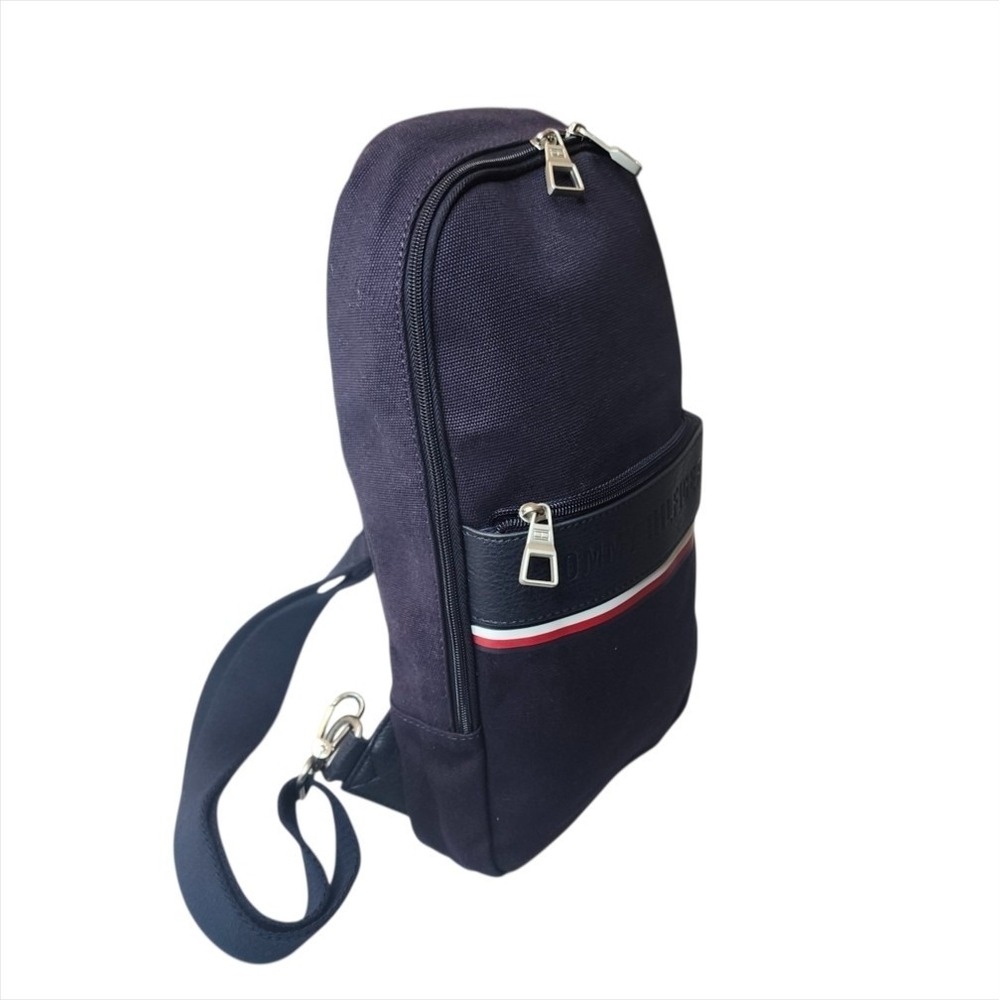 Tommy Hilfiger Chest Sling Bag Canvas Crossbody Shoulder Pack Navy